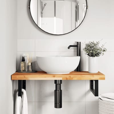 vidaXL - Badkamer - wandschap - staal - en - massief - acaciahout