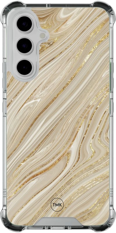 Shockproof hoesje geschikt voor Samsung Galaxy A54 - Golden marble - Schokbestendig - Verhoogde randen - TPU case - Extra Sterke Back Cover - Marmer - Transparant, Goud