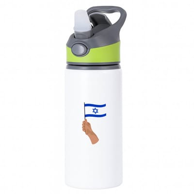 Hacebo® - Israël vlag met hand waterfles met rietje groen - Israël - mensen die liefde willen geven aan Israel - degene die van Israël houden - supporten - oorlog - verjaardagscadeautje - gift - geschenk - kado - water fles - 650ML