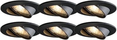 QAZQA edu - Moderne Inbouwspot - 6 stuks - Ø 8.2 cm - Zwart - Woonkamer | Slaapkamer | Keuken