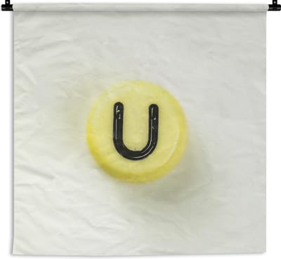 Wandkleed Letter U - Hoofdletter U op witte achtergrond Wandkleed katoen 60x60 cm - Wandtapijt met foto