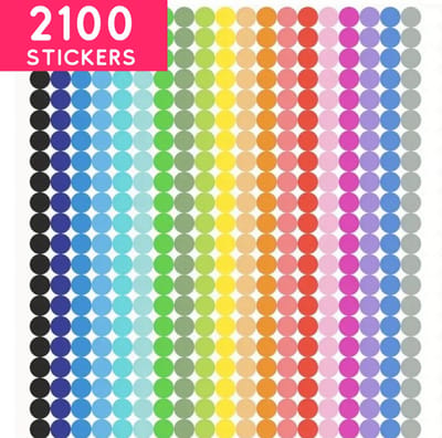 Stippen Stickers 6 mm – 2100 Ronde Stickers – 20 Kleuren – Planner & Agenda Stickers – Kleurcodering Labels voor Kalender, Organisatie en Bureau