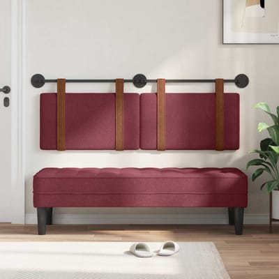 vidaXL - Hangend - hoofdbord - Effen - Wijnrood - 130 - x - 55 - x - 5 - cm - Antiek - PU