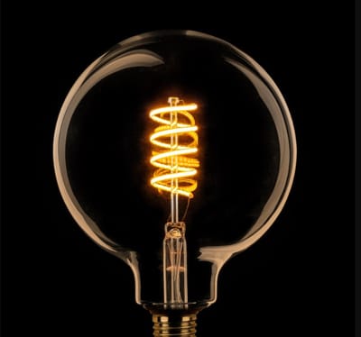 ETH Globe 125mm Filament spiraal LED 4w E27 240v 2200K dimbaar Goud glas