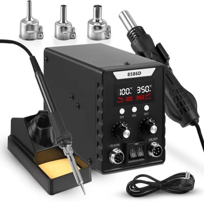 Miryx Soldeerstation - Heteluchtpistool met Instelbaar Luchtvolume - Soldeerbout met Instelbare Temperatuur - 700 W - Slaapstand
