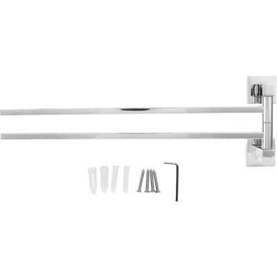 Porte-serviettes en acier inoxydable, rotatif à 180 degrés, porte-peignoir pour salle de bain, 2 tiges white
