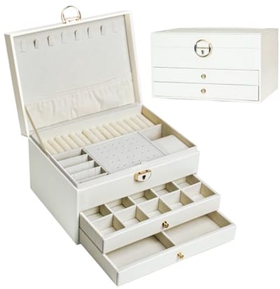 Luxe Sieradendoos met Drie Lagen voor Juwelenopslag en Organisatie