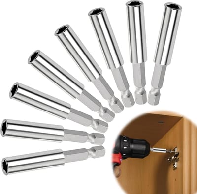 Magnetische bit houders set van 8, snelle koppeling, 1/4 inch, roestvrij staal, bit verlenging en booraccessoire voor precisiewerk