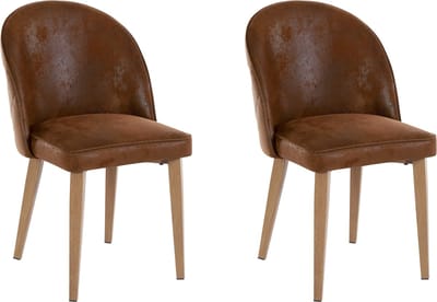 Paola-Eetkamerstoel - 2 Pack - Bruin Microvezel