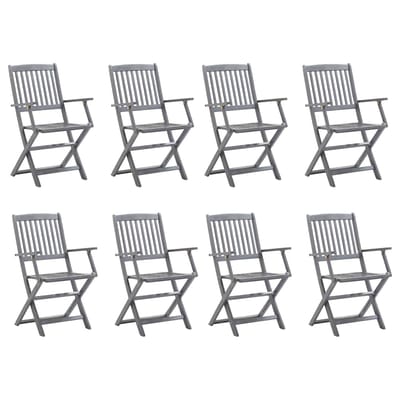 vidaXL - Inklapbare - stoelen - 8 - st - met - kussens - massief - acaciahout