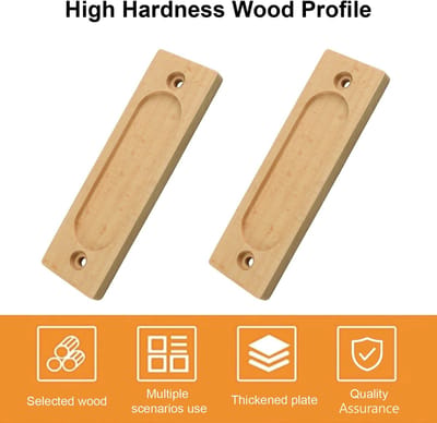 Dailygoods- Schuifdeurtrekken Houten Rechthoekig - 2 Stuks - Inbouw - Flush Pull - Modern Design - Comfortabele Aanraking - Deurgrepen