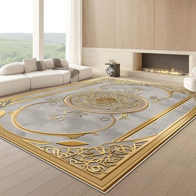 Tapis Luxueux Doré Nordique Grand pour Salon Décoration de Maison Tapis de Salon de Villa Tapis Personnalisé pour Hall d'Hôtel Tapis de Sol Antidérapants 200*250cm
