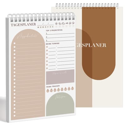Dailygoods - BIROYAL ongedateerde dagplanner, blok A5, 60 pagina's - to-do-planner voor dagelijkse taken, checklisten, tijdschema, to-do-lijstblok, afsprakenplanner, notities, maaltijden, wateropname, habit