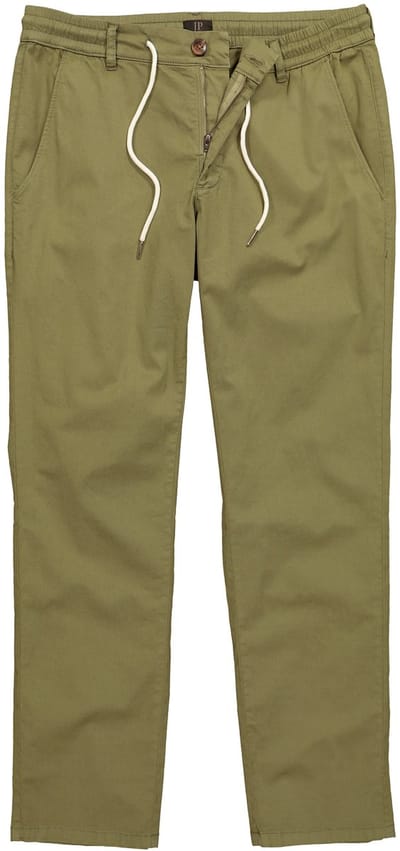 JP 1880 - Heren - chino FLEXNAMIC® business elastische tailleband tot maat 72 - Groen - Maat 70