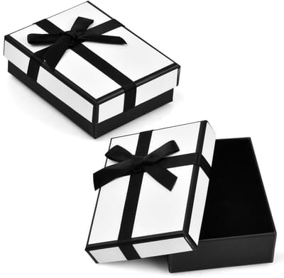 Dailygoods - Dokeno 2 kleine geschenkdozen, 9 x 7 x 3 cm, geschenkdozen met band, vierkante geschenkdoos met schuimvulling, geschenkdoos voor halsketting, armband, ring en meer