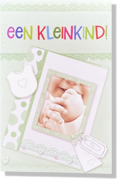 Gefeliciteerd Kleinkind - Luxe Geboortekaartje Kleinkind - 12x17cm - Gevouwen wenskaart met envelop