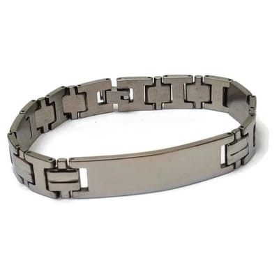 Aramat Jewels | Armbanden | Zilverkleurige Stalen Plaatarmband - 21cm 12mm | | | |12mm | Staal | Volwassenen | Verkleurd niet