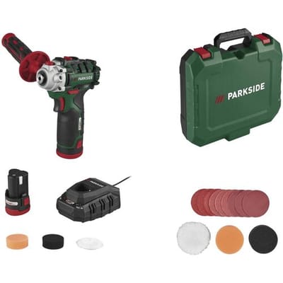 Parkside - 12V Accu retoucheermachine - detail schuurmachine incl. accessoires - met accu en lader