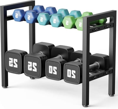 Verstelbaar 2-stage halterrek voor kettlebells en dumbbells, 48 cm, 181 kg draagvermogen, ideaal voor thuisgym