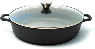 Sudderpan - Gegoten Aluminium - Langzaam Koken - Antiaanbaklaag - 32 cm - Zwart