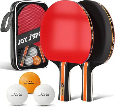 Thijox - Tafeltennisbatjesset 2 Stuks met 3 Sterren Tafeltennisballen en Draagtas - Professionele 7-Laags Batjes voor Binnen en Buiten, Ideaal voor Fa