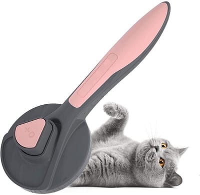 EXCITAT Huisdierborstel - Hondenborstel - Kattenborstel - Verwijdert dode en losse haren - Geschikt voor honden en katten met een gemiddelde en lange vacht - Roze
