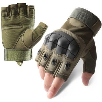 Zomer Halfvinger Tactische Handschoenen Heren Versterkte Handpalm Beschermend Duurzaam Antislip Militair Jagen Fietsen Vingerloze Handschoenen M groen