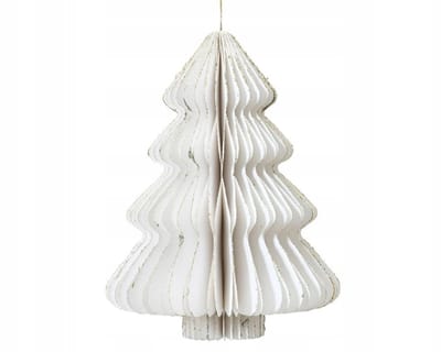 Witte Papieren Kerstboom Decoratie Tafelblad 40 cm