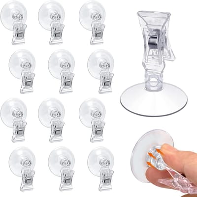 12 Stuks Transparante Zuignap Clips - Wandmontage Zuignappen voor Badkamers, Keukens en Kantoorgebruik