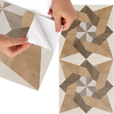 Tulup Meubelfolie - Houten ornamenten Plakfolie Meubels - 75x150 cm - Bruin Meubelfolie - Decoratiefolie Zelfklevend - Geometrische Meubelfolie - Meubelfolie Zelfklevend - Badkamer decoratie - Achtergronden en patronen
