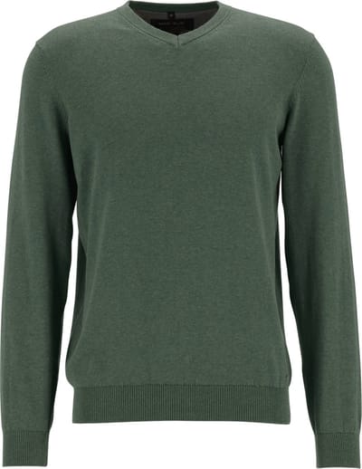 MARVELIS modern fit trui katoen - V-hals - donkergroen