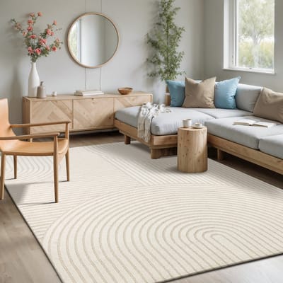 Mia’s Teppiche Atlas – modern vloerkleed met 3D structuur, fluweelzacht & onderhoudsvriendelijk, crème, 80 x 150 cm