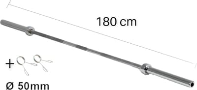 Padisport barbell 180 cm - fitness stang - olympische halterstang - halterstang 50mm - 12 kg