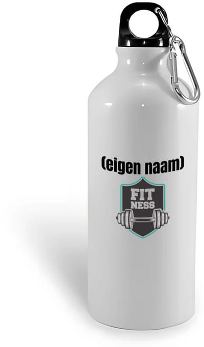 Hacebo® - fitness logo dumbbells met eigen naam waterfles - Fitness - atleten/sport liefhebbers - sport - fitness - dumbbells - verjaardag - cadeau - kado - water fles - 400ML