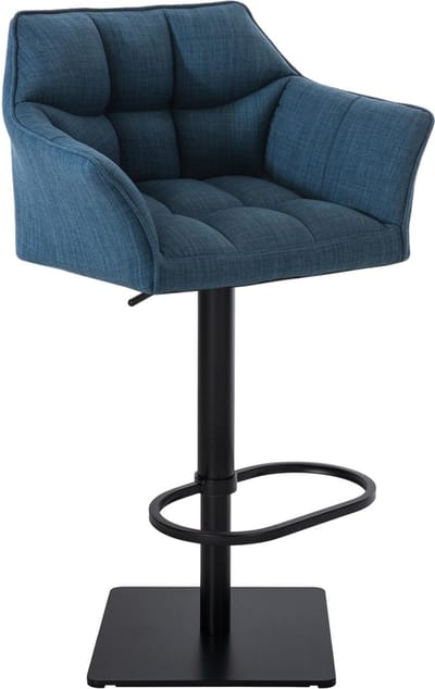 CLP Barkruk Damaso met stoffen bekleding, draaibaar en in hoogte verstelbaar, tot 240 kg zwart/blauw