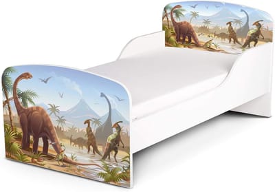 Kinderbed met Matras - Eenpersoonsbed - Slaapcomfort Creëren - Eenvoudige Montage - 140x70 cm - Dinosaurus