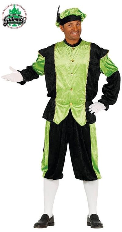 Fiestas Guirca - Pietenpak Piet Precies zwart / groen heren - maat 48-50 - Welkom Sinterklaas - Sinterklaas versiering - Sinterklaas intocht - Sinterklaas en Piet -sinterklaas Cadeautjes
