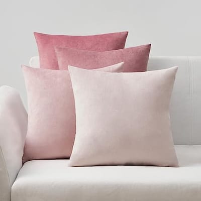 Famanu - Fluwelen kussenhoezen 40x40 cm roze kleurverloop set 4, zachte sierkussenhoezen voor bank slaapkamer woonkamer
