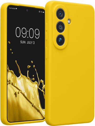 kwmobile telefoonhoesje geschikt voor Samsung Galaxy S26 - TPU backcover met siliconen coating - Smartphone case in stralend geel