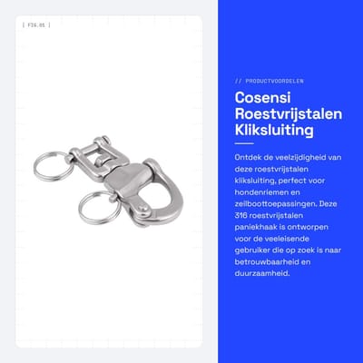 Dailygoods- Zwenksluiting Roestvrij Staal - Karabijnhaak met Schroefsluiting - Musketonhaak - Hondenriem - Maritieme Toepassing - Hoogwaardige 316 Kwaliteit