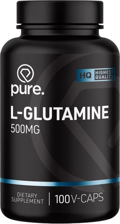 Pure. L-Glutamine - 100 v-caps - 500mg - aminozuren - glutamine - herstel spieren