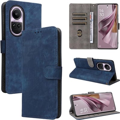 Geschikt voor Oppo Reno 10 / 10 Pro - Magnetisch - Schokabsorberend - Book Case Hoesje - Blauw