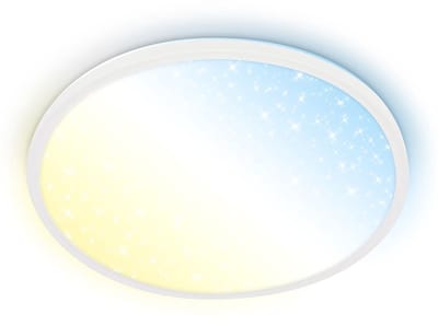 BRILONER Slim – CCT Plafondlamp – dimbaar en met sterrenhemel effect – met afstandsbediening – indirecte verlichting – voor voonkamer– Ø37,5 cm