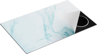 Chefcare Inductie Beschermer Lichtblauwe Marmer - Blauw - 85x52 cm - Afdekplaat Inductie - Kookplaat Beschermer - Inductie Mat
