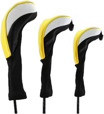 Set van 3 Golf Driver Hout Club Hoesjes Bescherming Geel