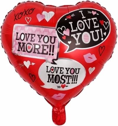 Folieballon met tekstwolkjes hart 45 cm