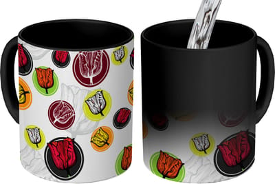 Magische Mok - Foto op Warmte Mokken - Koffiemok - Tulp - Bloemen - Patronen - Magic Mok - Beker - 350 ML - Theemok