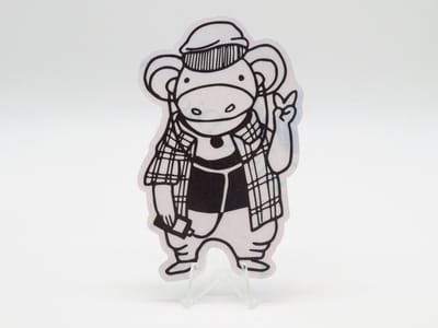 Rapper Aap Sticker - Dieren in het Dagelijks Leven | Vera's Arts & Dice | Schattige Stickers - Handgemaakte Stickers - Journaling - Bullet Journal - Scrapbooking - Leuke Stickers - Laptop Sticker - Telefoon Sticker
