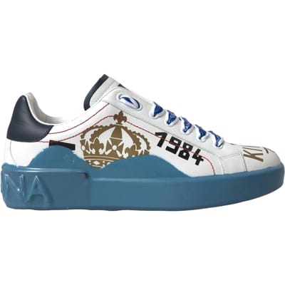Dolce & Gabbana Blauw Witte Gedrukte Portofino Melt Sneakers
