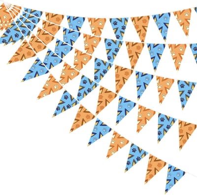 Dailygoods- Verjaardagsbanner Hondenpoot - Feestdecoratie - Wimpelvlaggen - Buiten/Tuin - Papier - Totale lengte 270x27,8cm